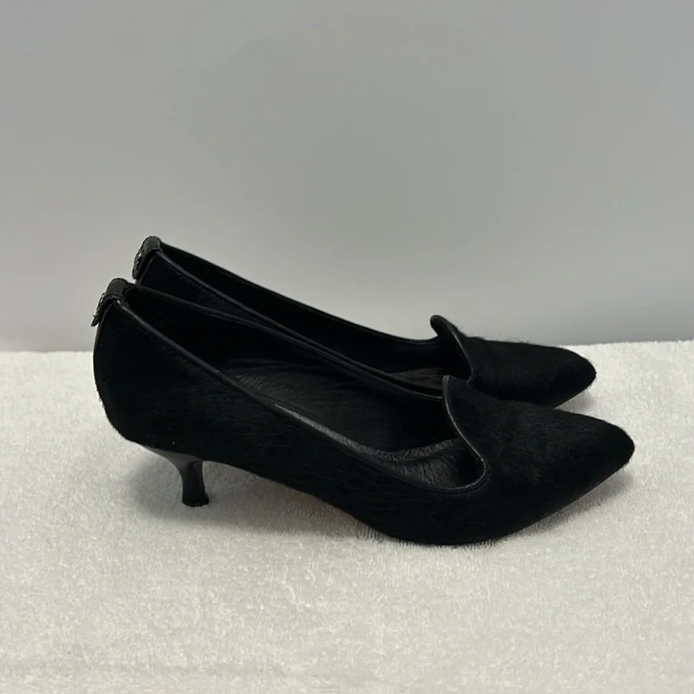 Elliot Lucca Leather Calf Hair Heeled Black shoe size 7 - Picture 5 of 11